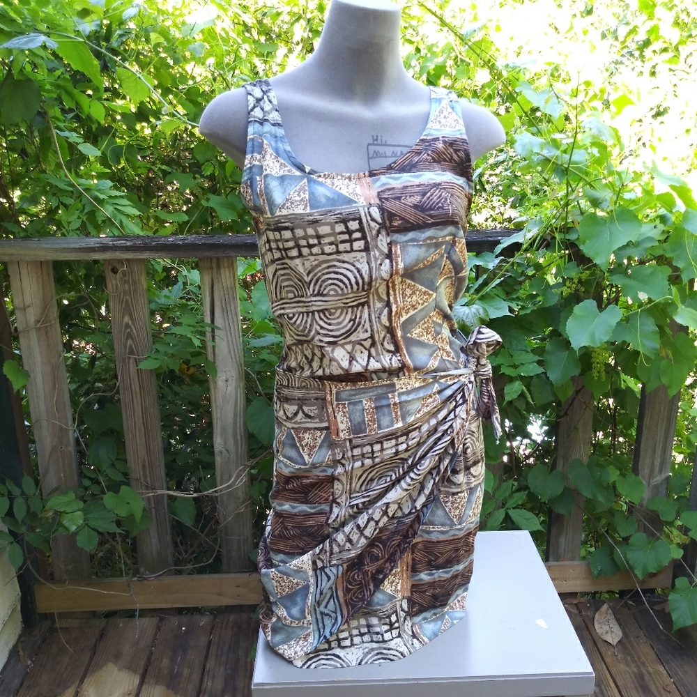 VTG Tribal Print Wrap Dress by ELISSE